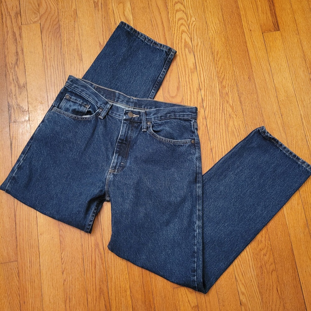 Wrangler Dark Wash Straight Leg Denim Blue Jeans 32x30‎ Work Barn Chores